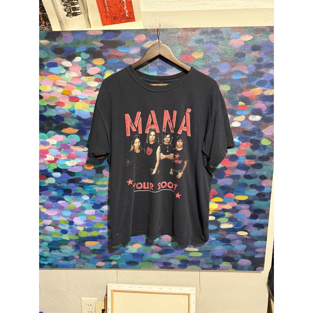 Mana Tour 2007 Band T-Shirt Mens Black Short Sleeve Graphic Concert Tee L